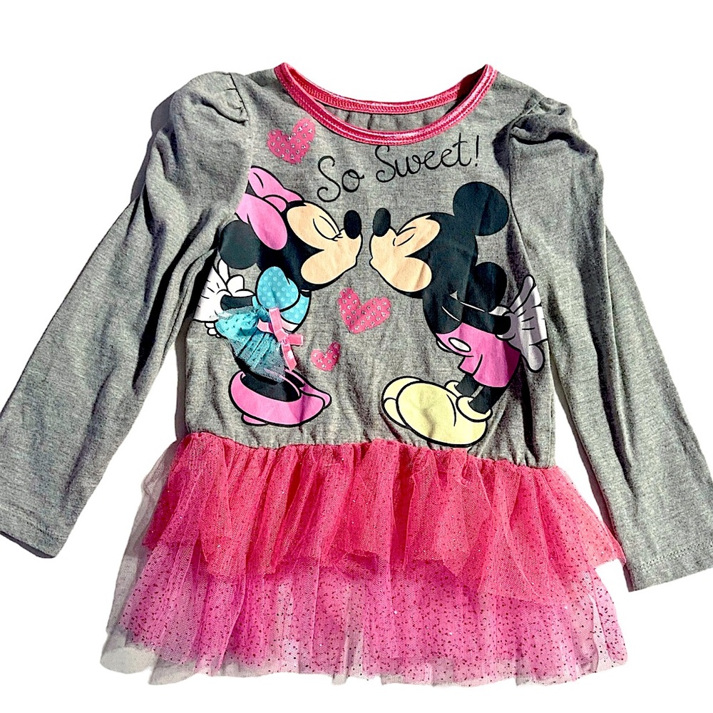 Toddler Girls 3t Disney Mickey & Minnie Mouse Long Sleeved Tulle TuTu Top